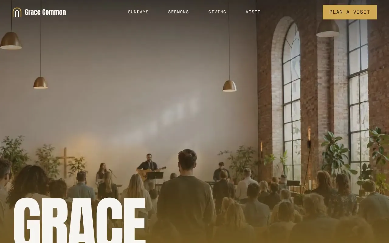 Grace Common website hero, one of the churches and congregations sites we shipped