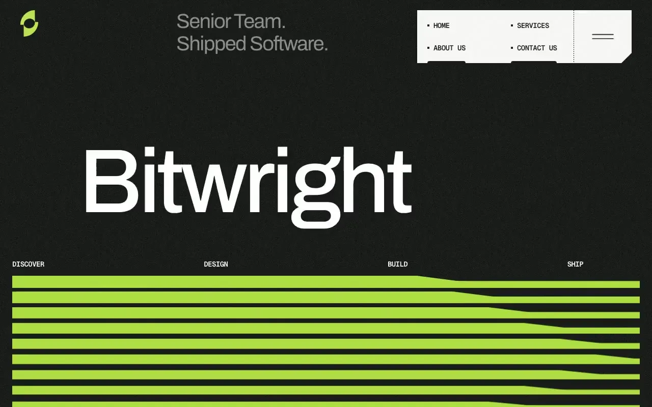 Bitwright website hero, one of the software development studios sites we shipped