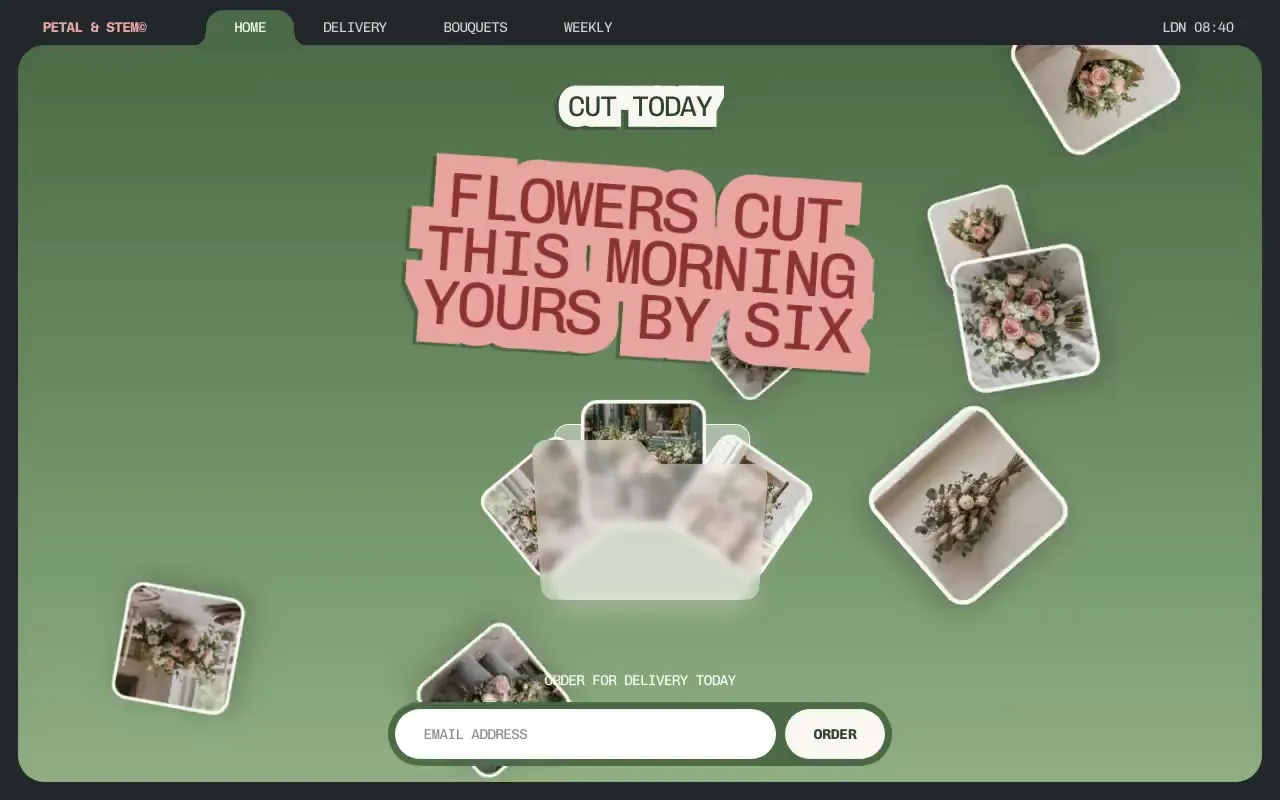 Petal & Stem website hero, one of the florists sites we shipped