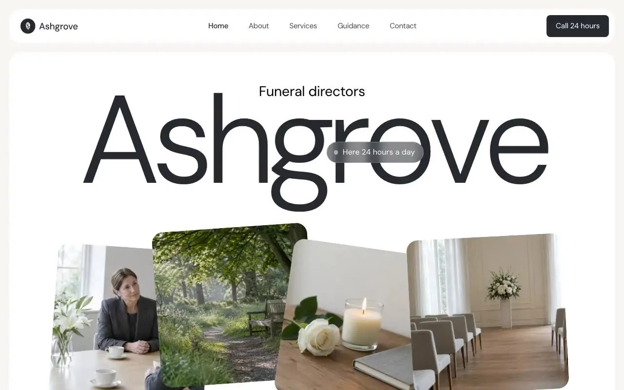 Ashgrove Funeral Directors website hero, one of the funeral directors sites we shipped