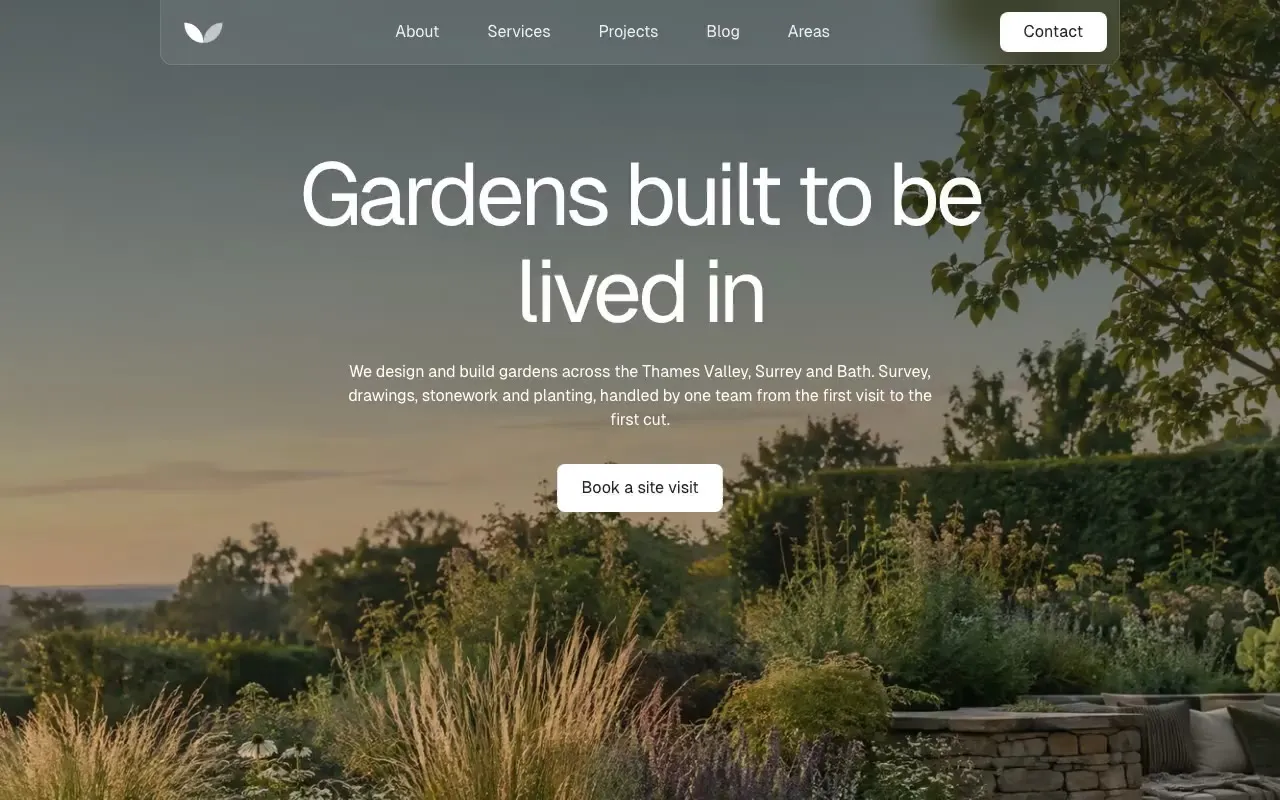 Greenway Landscapes website hero, one of the landscaping and garden design sites we shipped