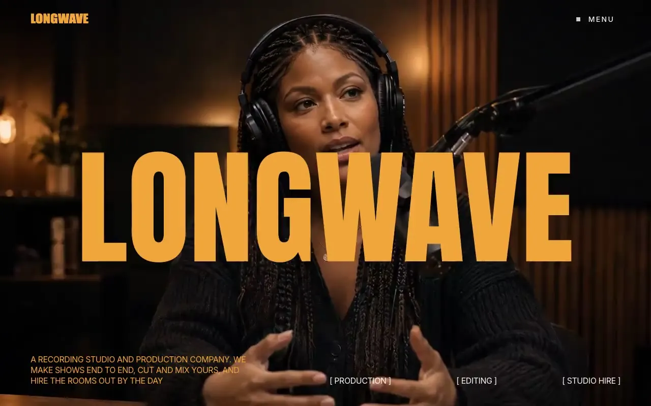 Longwave Studio website hero, one of the podcast and audio studios sites we shipped