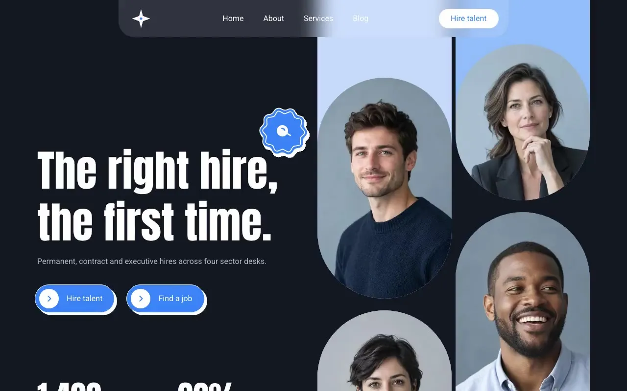 Northstar Talent website hero, one of the recruitment agencies sites we shipped