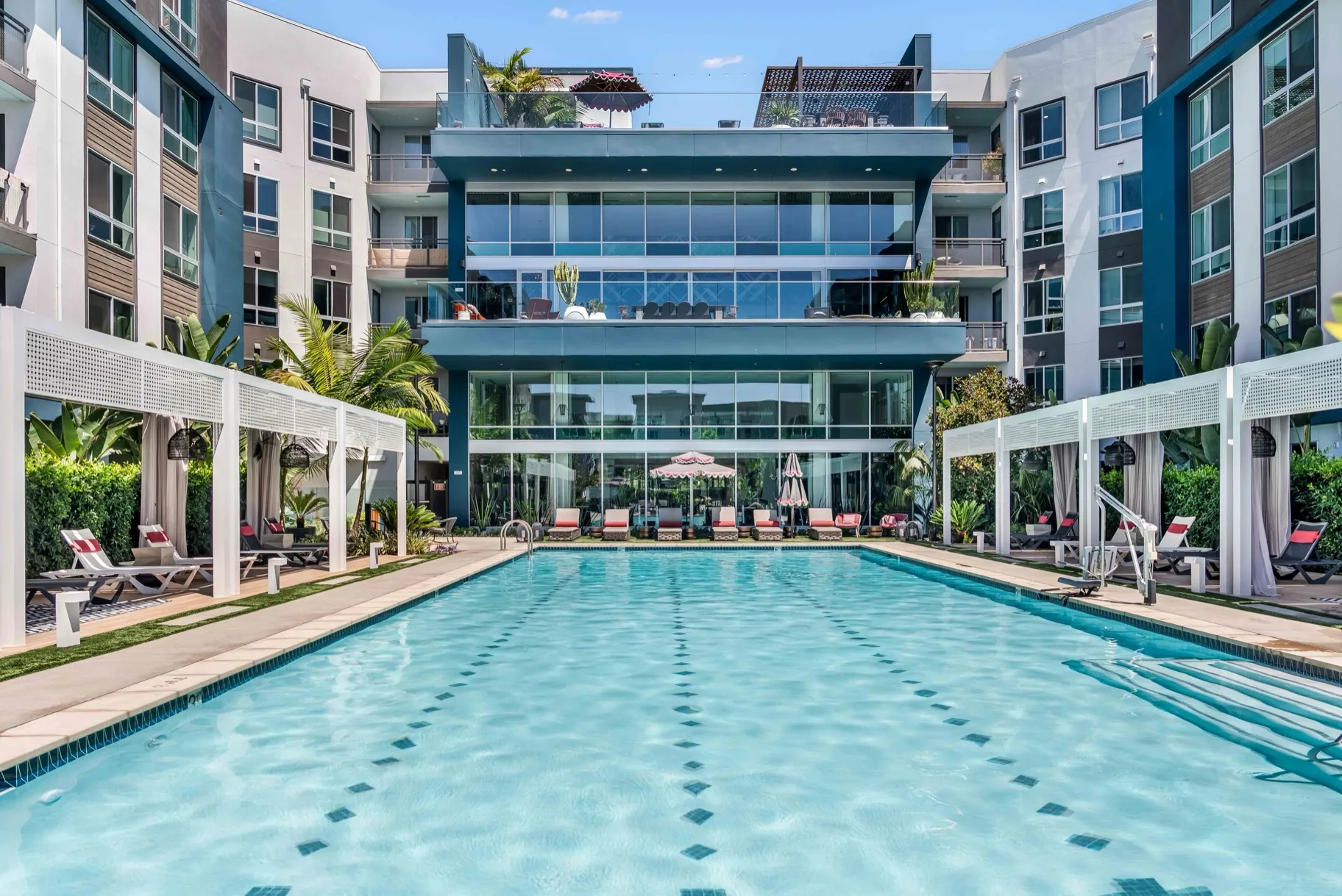The pool courtyard of a World Class property, now served by the new platform